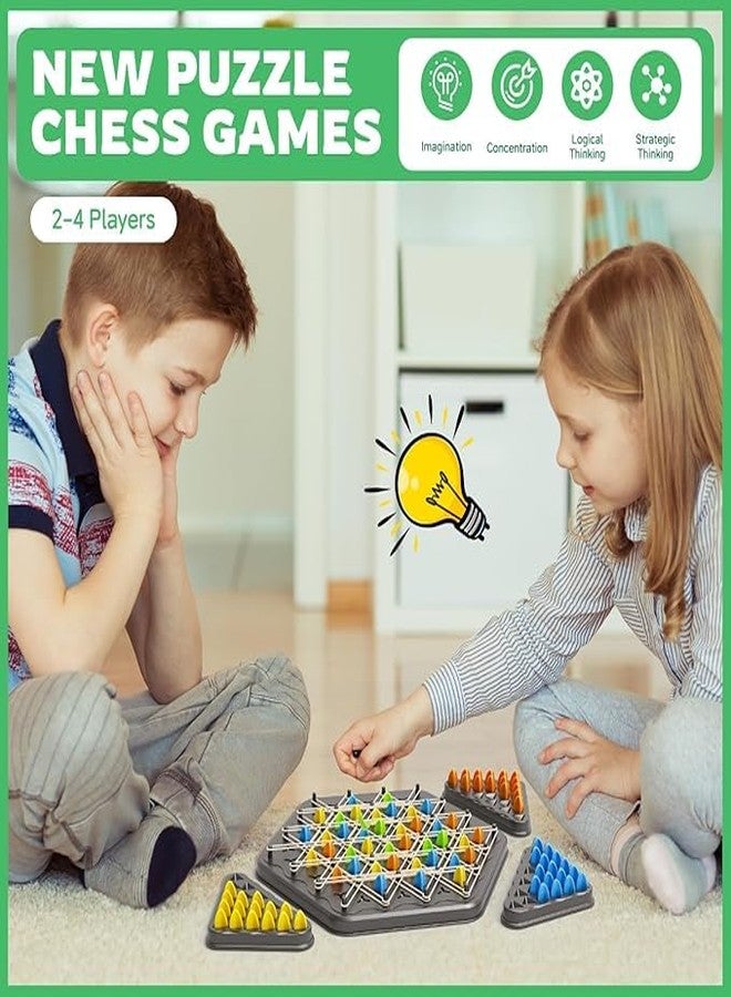 لعبة شطرنج المثلثات من أولاملي | مجموعة ألعاب شطرنج المثلثات | ألعاب لوحية استراتيجية | ألعاب شريط مطاطي ثلاثي | لعبة عائلية للأطفال والكبار | من 2 إلى 4 لاعبين - Image 4